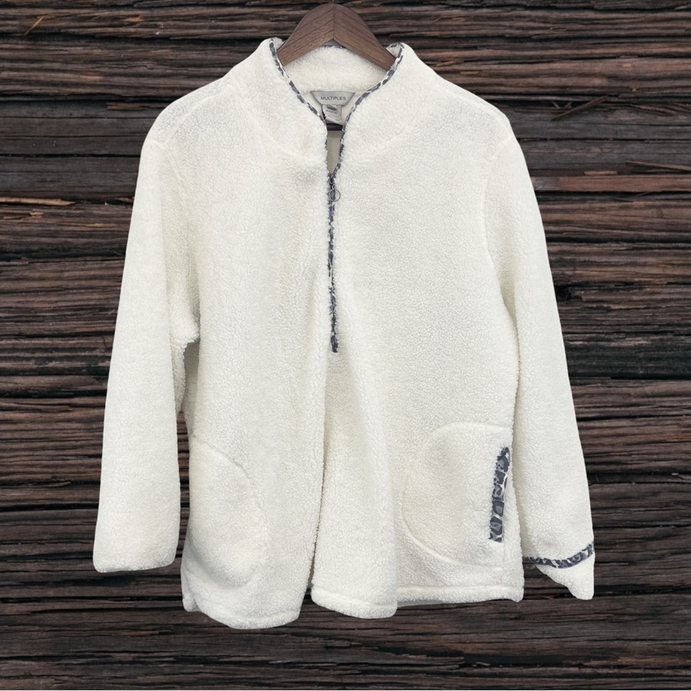 Multiples White and Gray Textured Jacket